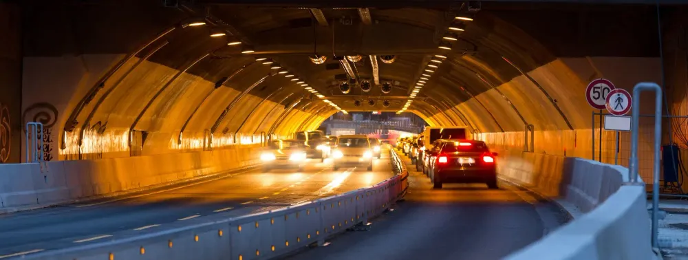 cars in tunnel